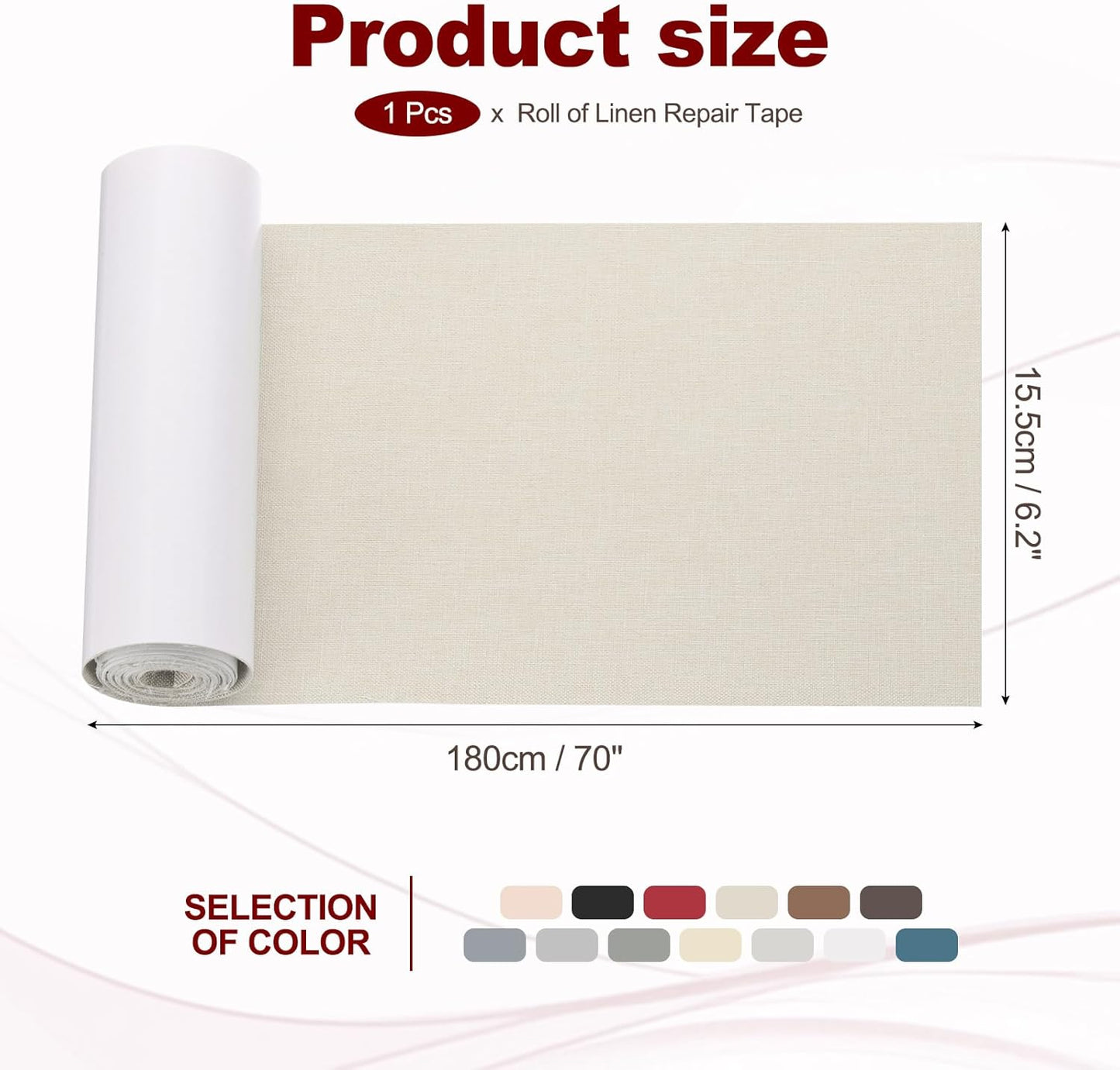 PATIKIL 70x6.2 Inch Linen Repair Tape, Repair Fabric Patch Self Adhesive Couch Patch Line Repair Patch for Furniture Sofa Car Seats Office Chairs, Khaki