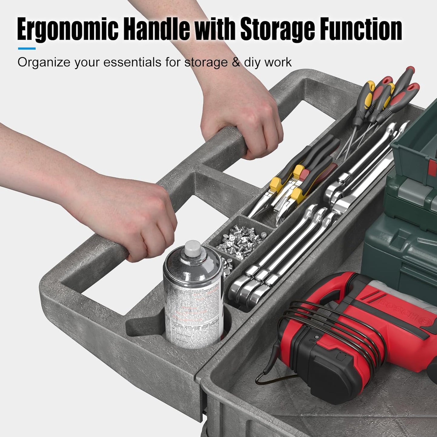 Heavy-Duty Utility Cart Tool Cart, Extra Large Rolling Carts with Storage Handle, Work Cart Service Carts for Garage Warehouse, Workshop, Office, School