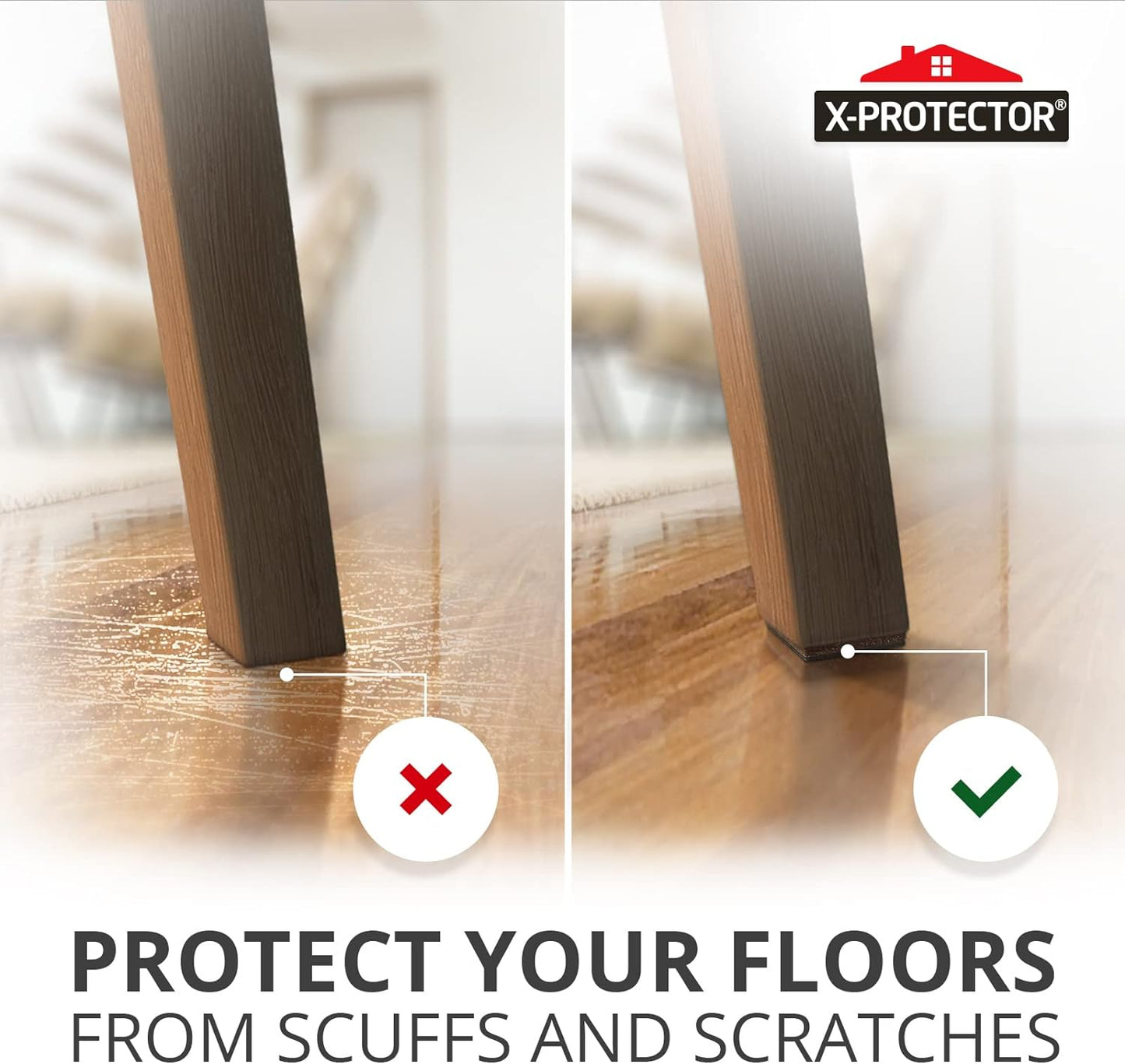 X-PROTECTOR Non Slip Furniture Pads - 16 Premium Furniture Grippers 2"! Self-Adhesive Rubber Feet Furniture Feet - Ideal Non Skid Furniture Pad Floor Protectors - Keep Furniture in Place!