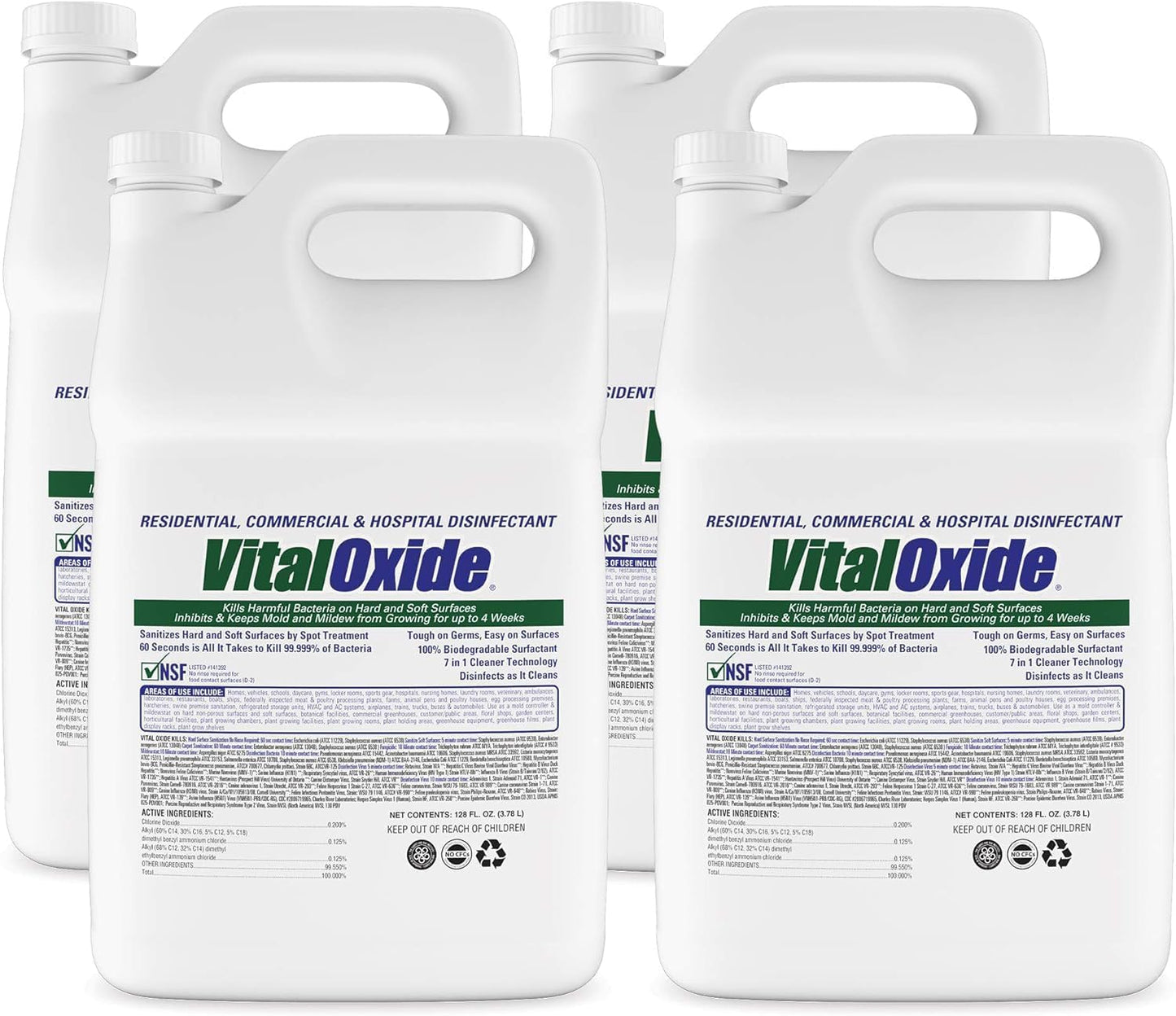 Vital Oxide Disinfectant, Deodorizer, Cleaner, Food-Contact Sanitizer, Virucide – (EPA registration #82972-1) – Kills Mold & Mildew, Eliminates Odors -4 Gallon