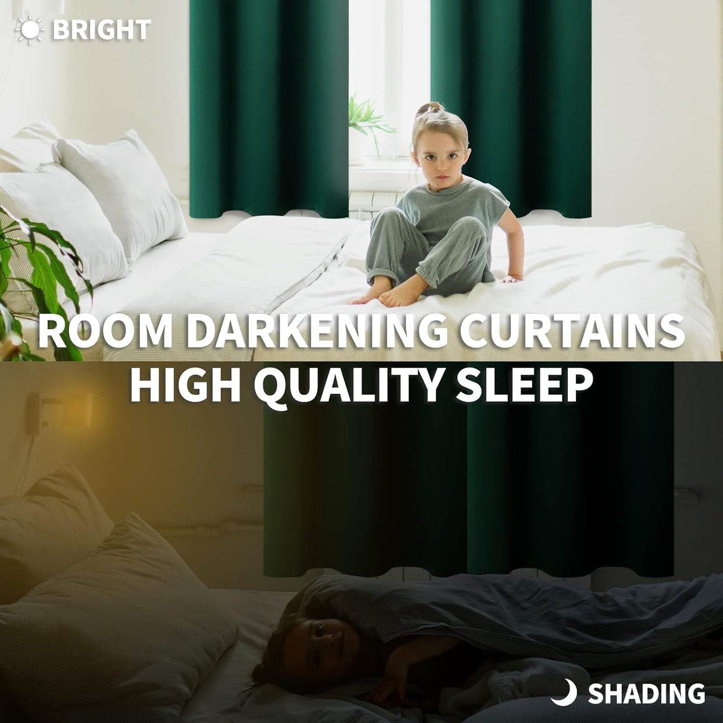 BGment Emerald Green Blackout Curtains 36 Inch Length for Kitchen Window - Short Thermal Insulated Drapes Room Darkening with Rod Pocket for Bathroom Cafe Rv Window, 42 x 36 Inch, 2 Panels