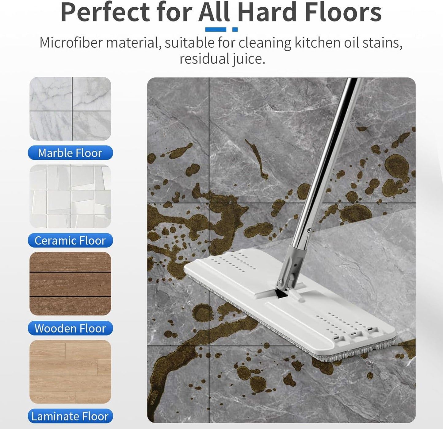 10Pcs Joymoop Mop Replacement Pads, 13 * 4.9'' Universal Mop Pads Mop Head Refills Washable Wet Mop, Compatible with Most 11-13” Size Mops