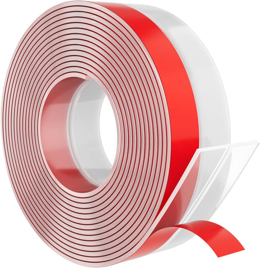 Heavy-Duty 20 ft x 1 in Weather Stripping, Door Draft Stopper Silicone Seal Strip for House and Glass Shower Doors for Collision and Side Gaps of Door and Windows, Clear