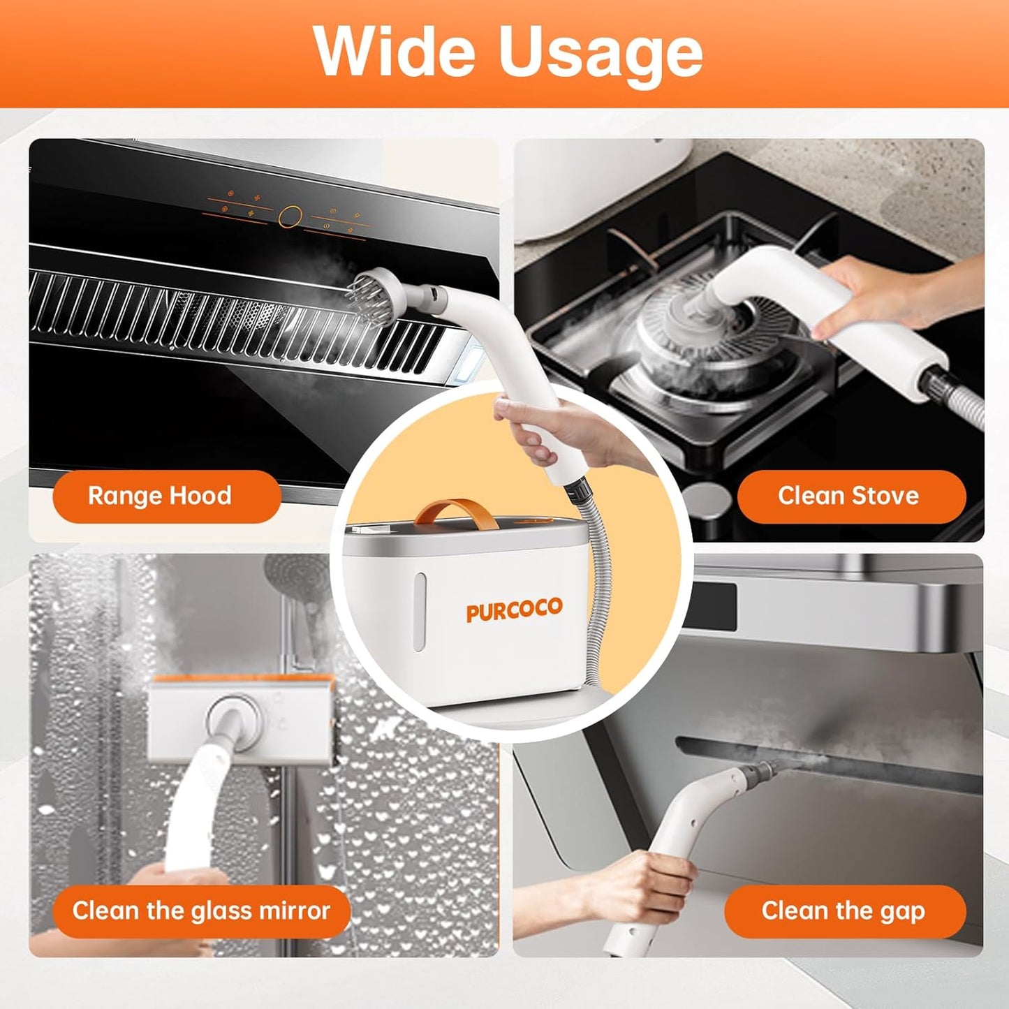 Pressurized Steam Cleaner Handheld 6 Multi-Surface Attachments small Mini Steam Cleaner for Car Grout Kitchen 30s Fast Heating Deep Cleaner for Tile Upholstery Pet Hair