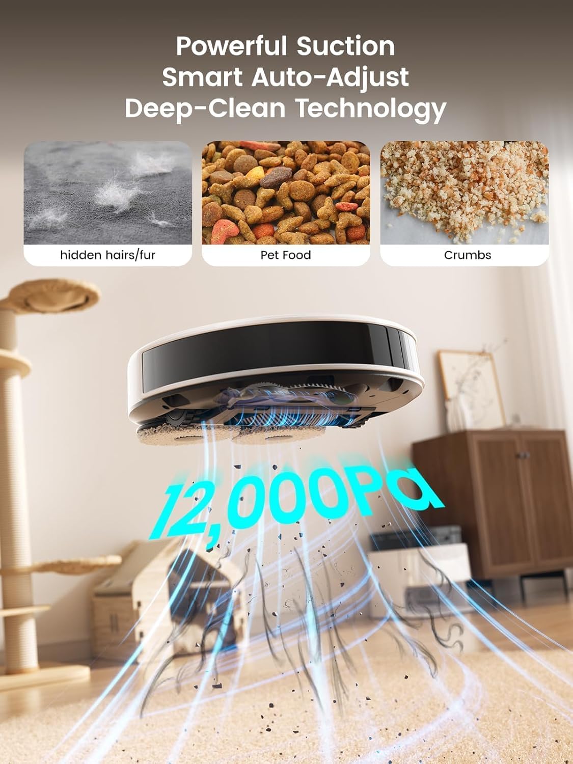 Lefant Robot Vacuum, M3 Robot Vacuum and Mop, 10000Pa Suction, Anti-Tangle Brushes, Dual Spinning Mop, Auto Mop Washing, Cool Drying, Self-Emptying, Self-Cleaning, All-in-One Dock, for Pet Hair Dust
