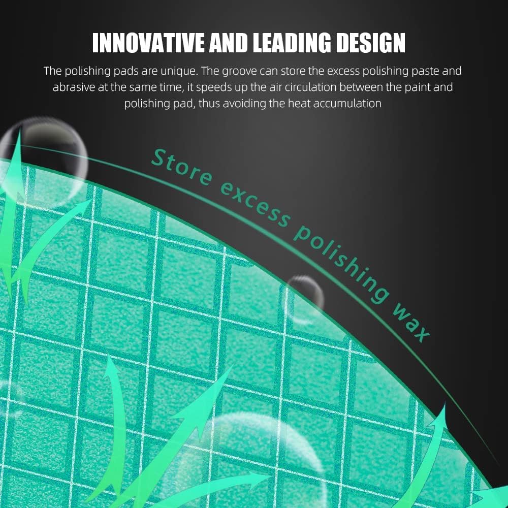 Green Heavy Cut Pad, Buffing Polishing Pads, SPTA 1Pc 3.5 Inch Face for 3 Inch 80mm Backing Plate Compound Buffing Sponge Pads for Car Buffer Polisher Compounding, Polishing and Waxing -FPTSS3G