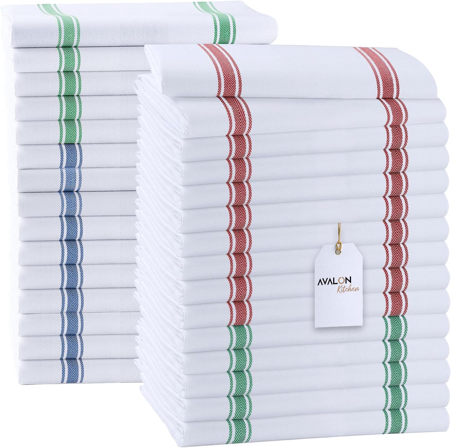 Dish Towels Set (Value Pack of 30) Size 15x25 Inch, 100% Cotton Soft & Absorbent Linen Kitchen Towels, Tea Towel, Reusable Cleaning Cloths for Household Cleaning (Multi)