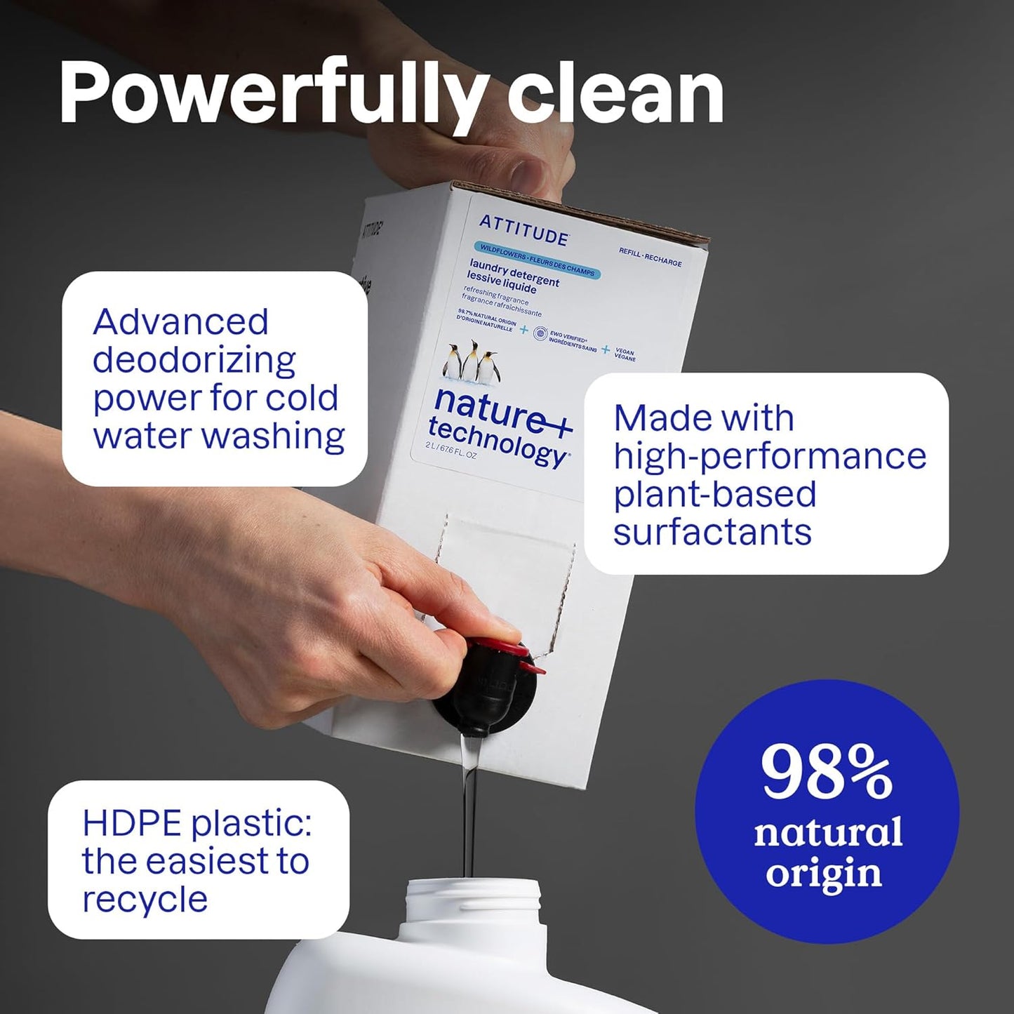 ATTITUDE Liquid Laundry Detergent, EWG Verified, HE Compatible, Plant-Based & Vegan, Natural Laundry Soap, Summer Berries Scent, 40 Loads, 67.6 Fl Oz