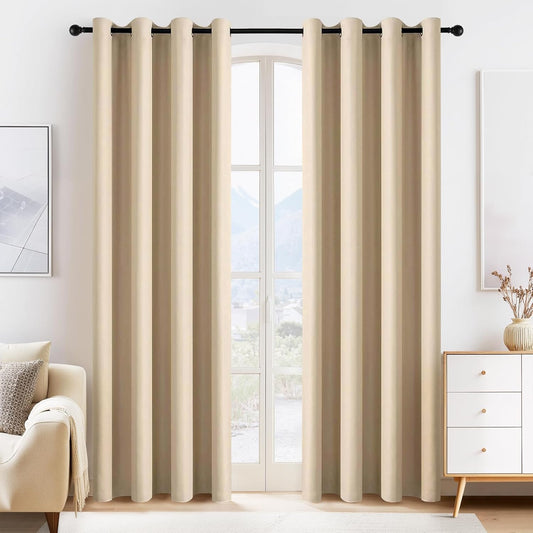 PONY DANCE Biscotti Beige Blackout Curtains for Bedroom 84 Inch Length 2 Panels Set, Privacy Thermal Insulated Room Darkening Grommet Drapes for Living Room Window, W34 x L84 Inch