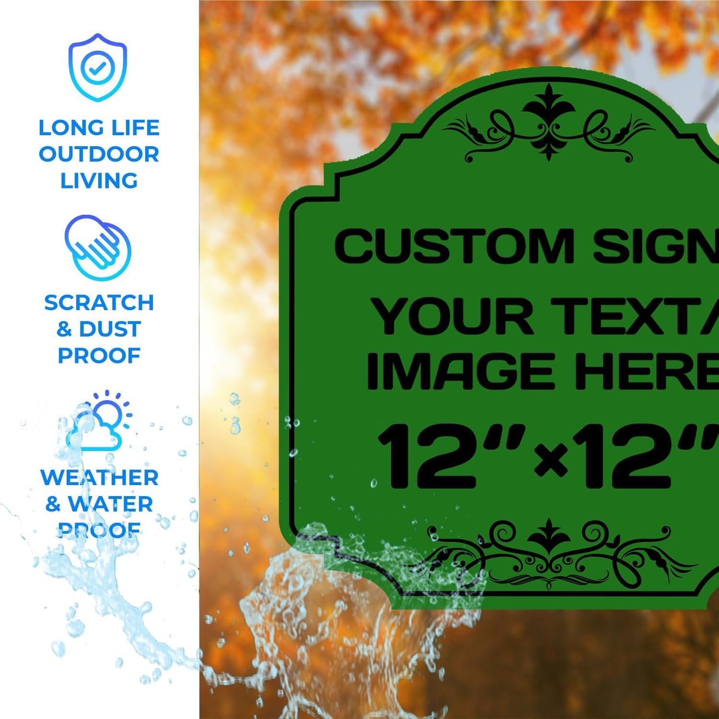 Personalized Aluminum Metal Signs - Weatherproof, Custom Text & Picture, Multiple Sizes, Hazard, Garden, Custom Door & Business Signs