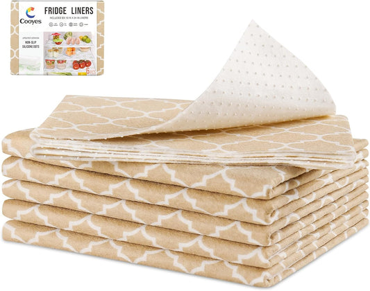 Cooyes 2 in 1 Refrigerator Liners, 6 Pack, 12“ × 24”， Fridge Drawer & Shelf Liners for Kitchen Cabinets Non-Adhesive, Breathable Cloth Material, BPAfree, Keep Produce Fresh Longer