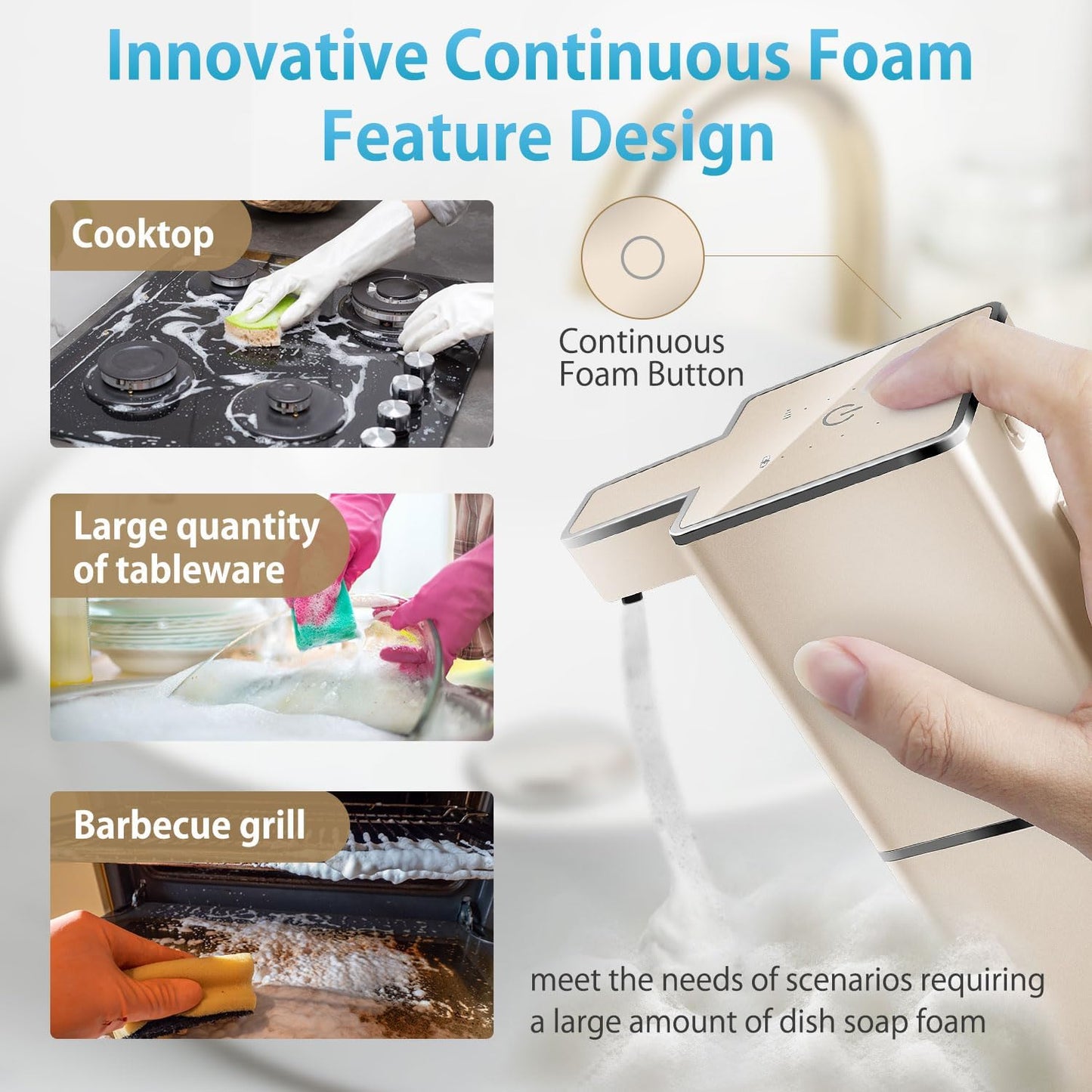 Automatic Soap Dispenser Touchless Foaming Soap Dispenser 300ml/12.8oz Rechargeable, Wall Mounted 4 Levels Adjustable Foam Soap Pump for Bathroom Kitchen Dish Soap