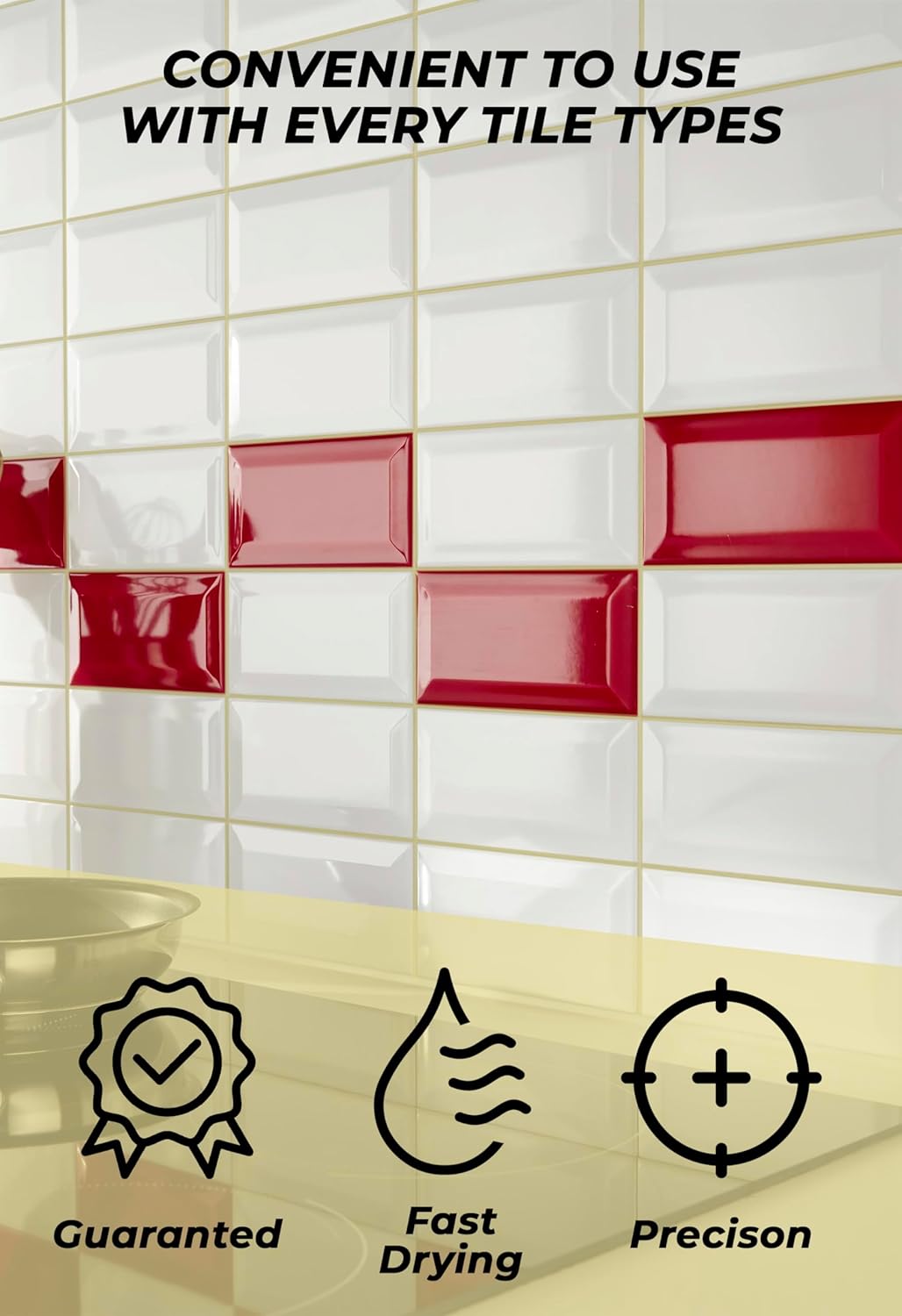 Tile Grout Repair, Cream 8.8 oz/250gr. Fast Drying Grout Repair Kit, Grout Filler Tube Repair Kit, Tile Grout Paint, Grout Sealer Restore and Renew Bathroom Floor, Tile Gaps, Joints, Lines