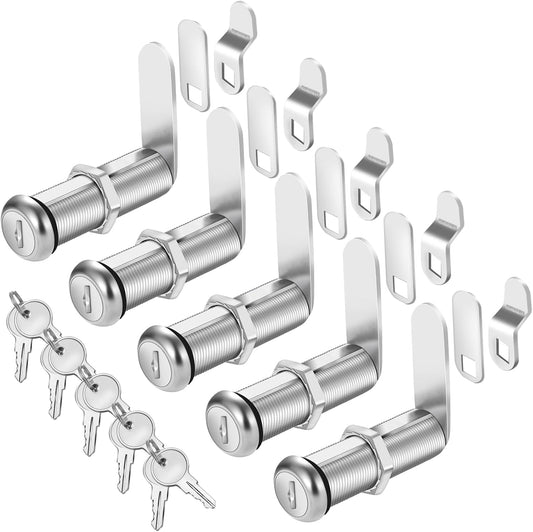 Cabinet Lock with Keys, 2" Extra-Long Cam Locks keyed Alike, Heavy Duty Cabinet Cam Lock Set for Thick Drawers RV Storage Locks Tool Box Lock Replacement, Zinc Alloy (5 Pack, 2-1/8 Inch)