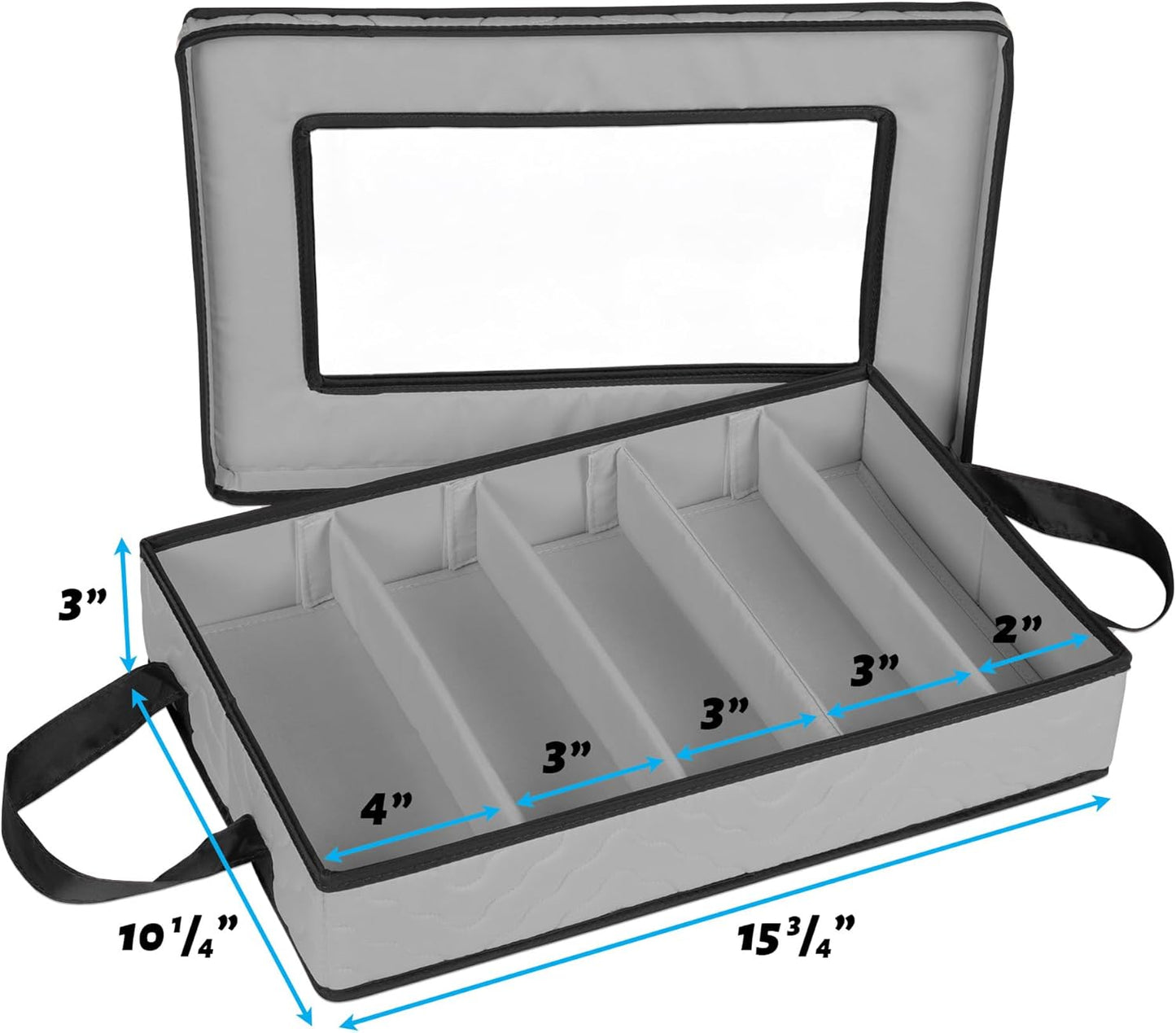 Flatware Storage Case - Durable 5 Compartment Silverware Storage Container Box with Removable Lid and Easy to Carry Handles - Large Capacity Keeps Your Cutlery Organized & Protected - Gray