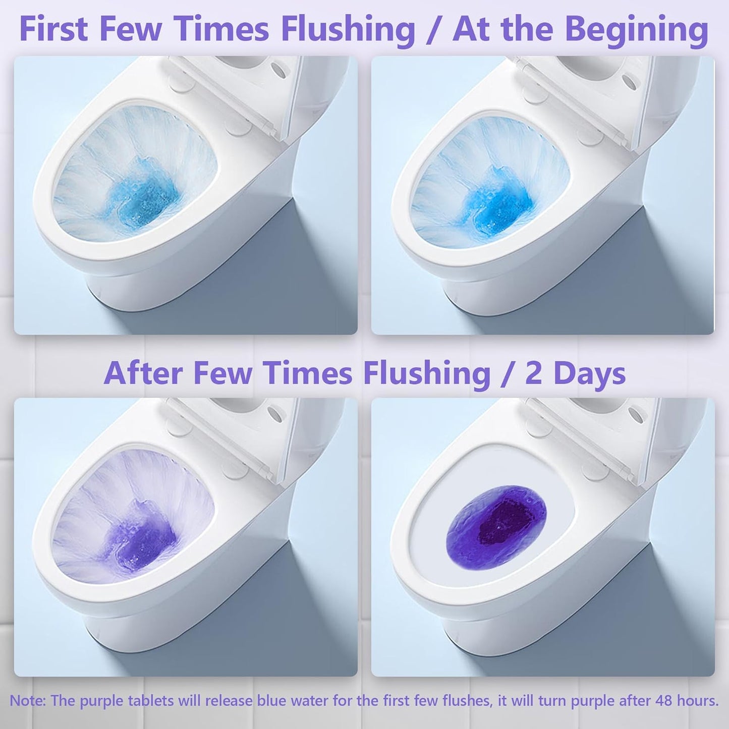 Toilet Bowl Cleaner Tablets, Automatic Toilet Bowl Cleaners, Long-Lasting Toilet Tabs Drop in Tank for Deodorizing & Descaling, Purple, 20 Packs