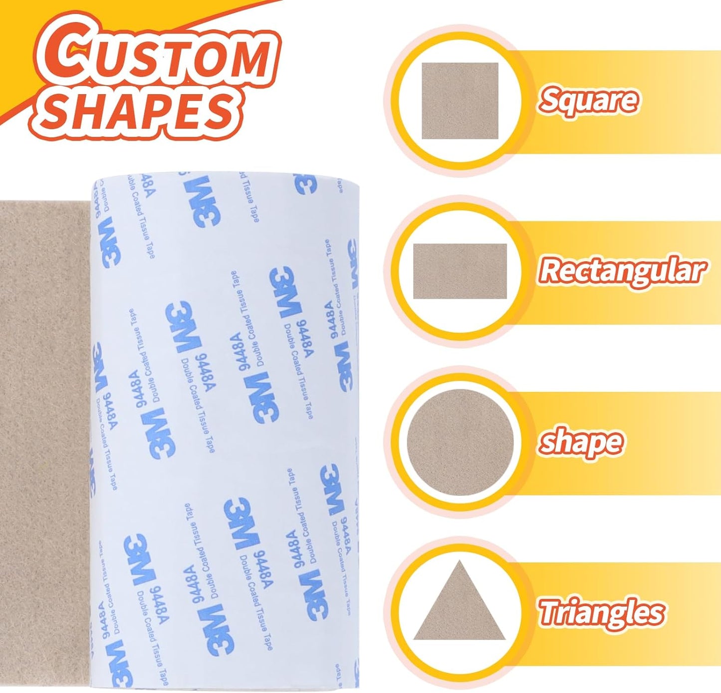 Felt Furniture Pads, Heavy Duty Felts Strip Roll with Adhesive Backing Felt Pads Furniture Feet Cuttable Felts Tape for Protecting Hardwood Floors(5 x 120 x 0.12 Inch, White)