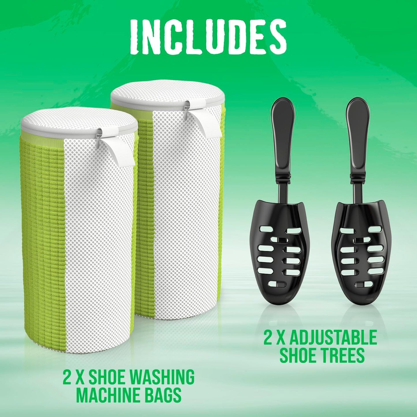 Rockin'Green Shoe Washing Machine Bag - 360° Deep Clean Shoe Washing Bag - Shoe Bag for Washing Machine with Cleaning Fibers - Reusable Sneaker Washing Machine Bag with Zipper (2 Pieces)
