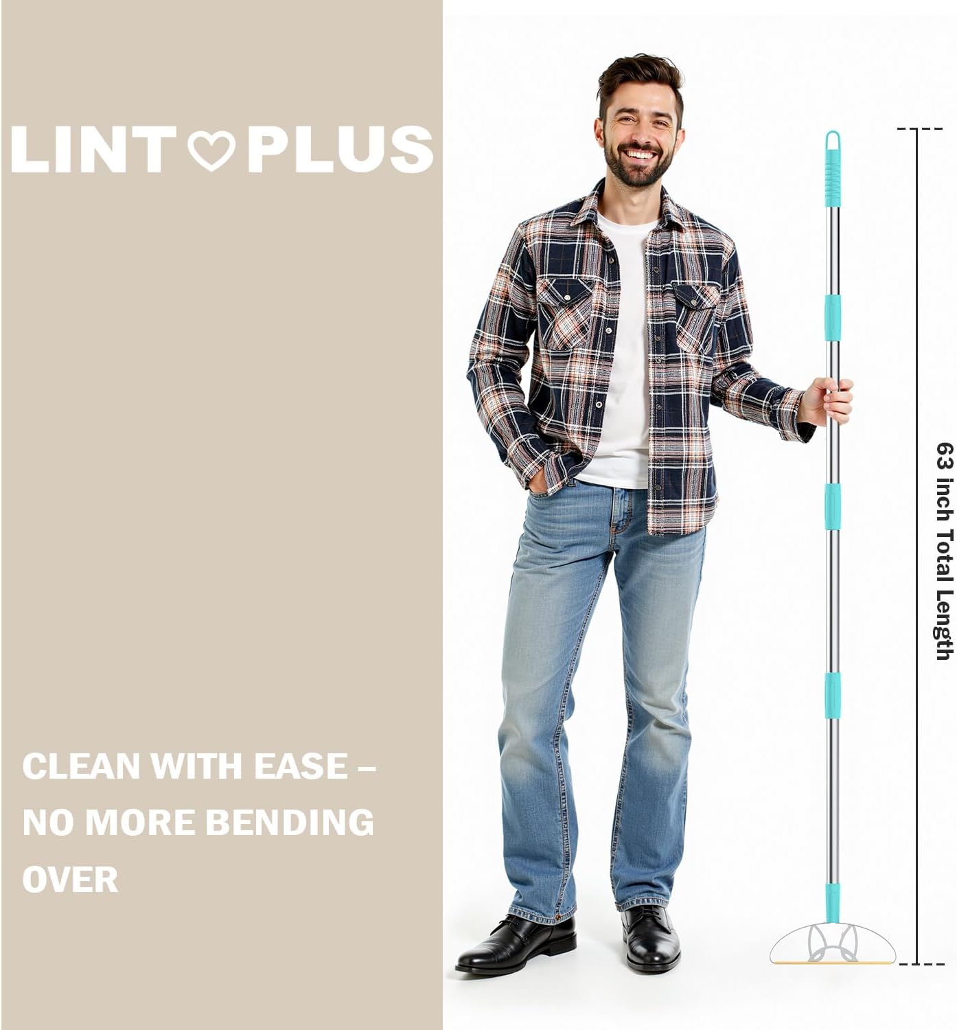 63“Ultra Long Carpet Rake by LINTPLUS-Heavy Duty Carpet Scraper & Pet Hair Remover for Deep Cleaning, Efficient Dog Hair Remover for Carpets,Rugs,Furniture-Durable Carpet Rake for Home Use