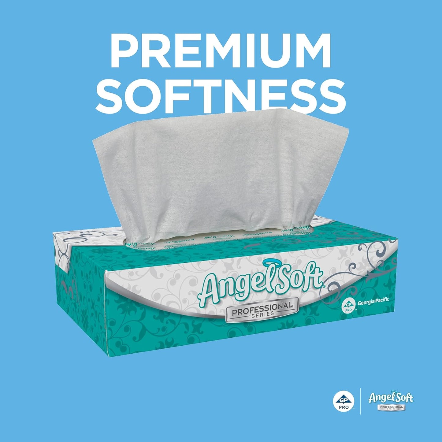 Georgia-Pacific Angel Soft Professional Series 2-Ply Facial Tissue (48580), 100 Sheets Per Box, 30 Tissue Flat Boxes Per Bulk Case