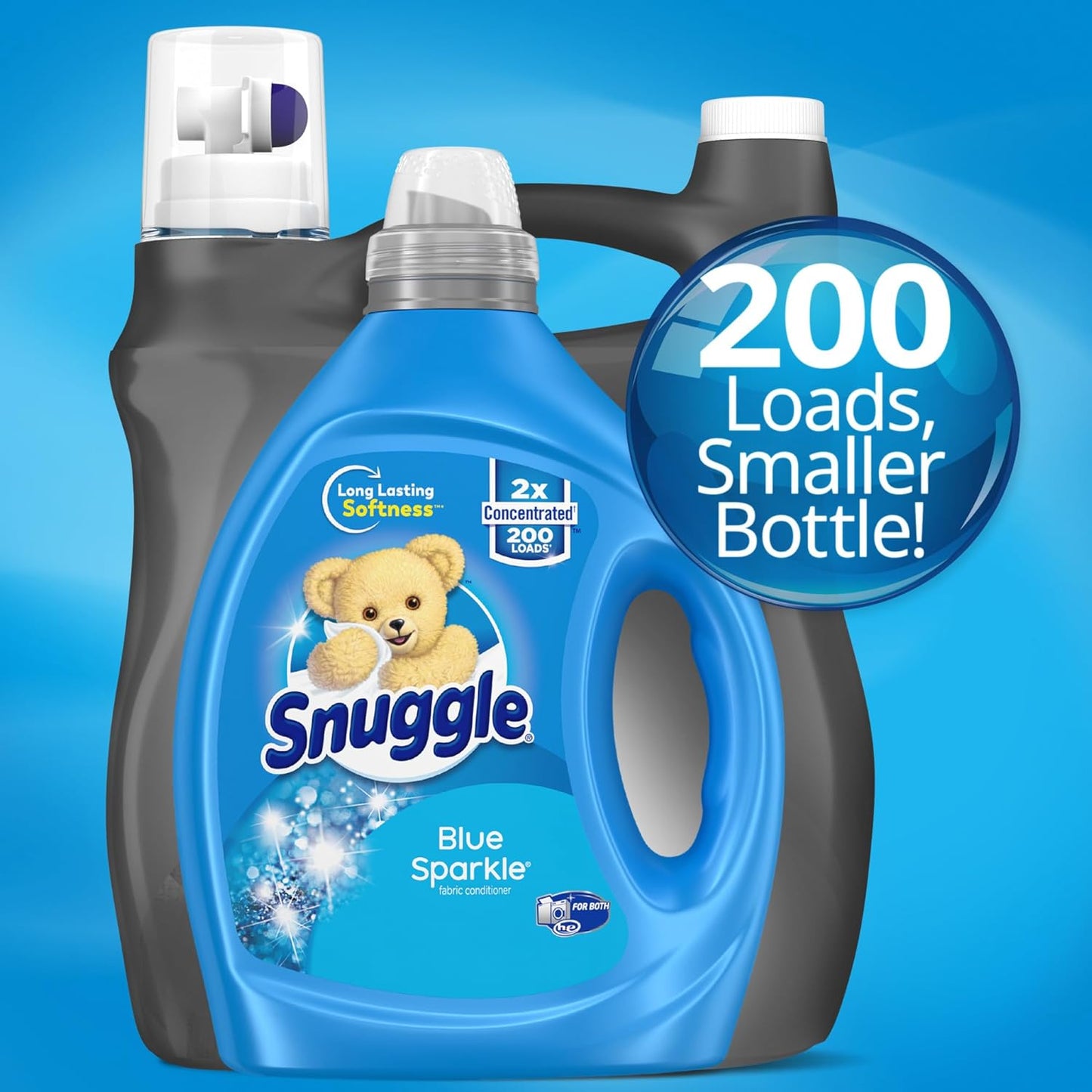 Snuggle Blue Sparkle Liquid Fabric Softener, 2X Concentrated, 200 Loads, 80 Fl Oz