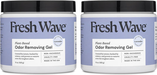 Fresh Wave Lavender Odor Removing Gel, 15 oz., Pack of 2 - Safer Odor Absorbers for Home, Natural Plant-Based Odor Eliminator, Every 15 oz. lasts 30-60 Days, For Cooking, Trash & Pets