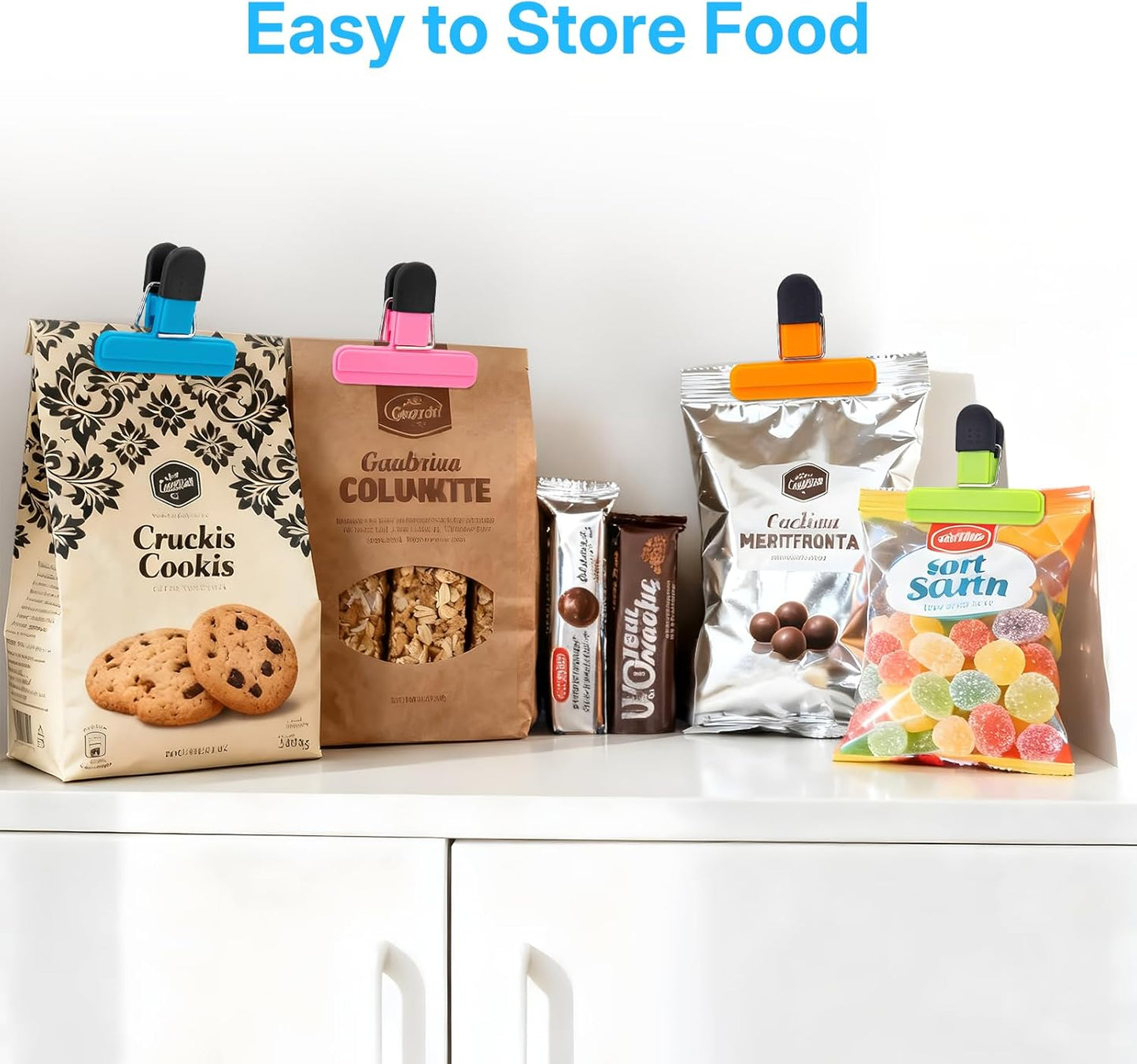 OWLKELA Chip Clips, 12 Pack Colors Wide Open Bag Clips for Food Storage, Heavy Duty Seal Grip Plastic Food Clip for Snack, Food Packages (3 inch x 2.5 inch)