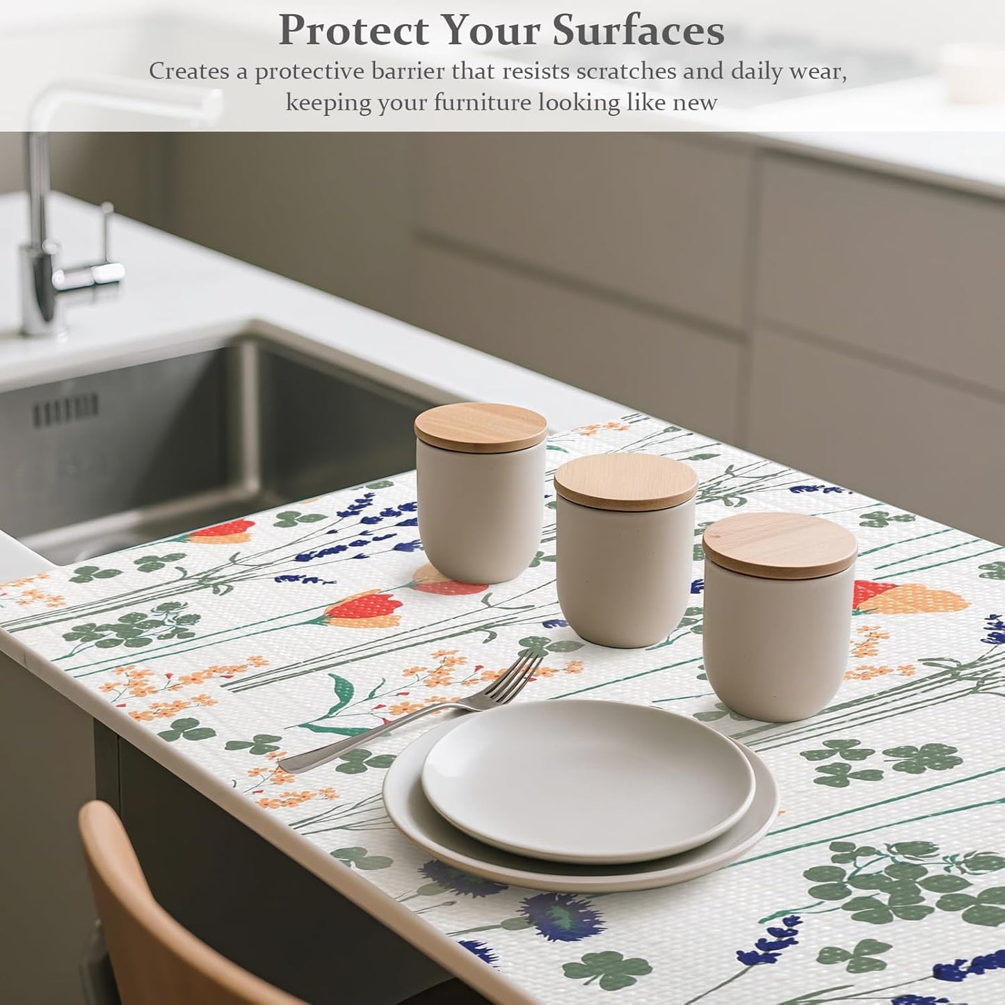 FINNEZ Shelf and Drawer Liner 12in x 10FT with Cutting Tool, Non Slip Non Adhesive Drawer Liners for Kitchen Cabinets, Waterproof Floral Cabinet Liner for Shelves, Refrigerator