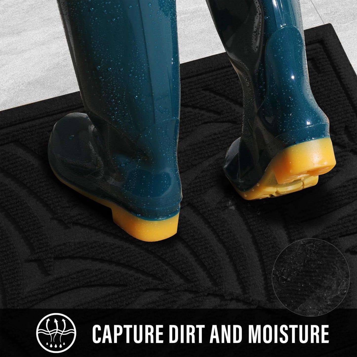 Front Door Mat, Absorbent Resist Dirt Welcome Door Mat Indoor Outdoor, Waterproof Doormat, Sturdy Non Slip Backing, Fade Resistant, Low Profile Entry Mat for Entryway, 47×32, Black