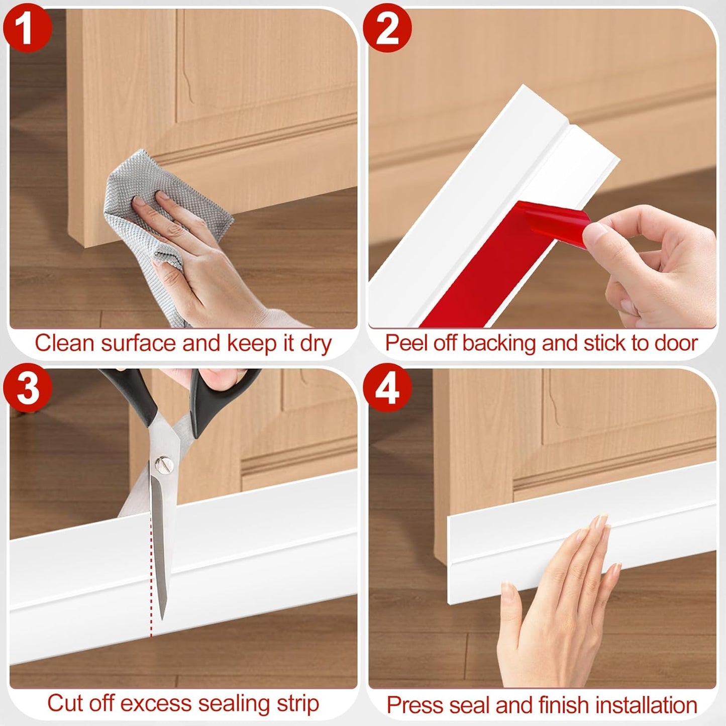 MYFAMIREA Door Weather Stripping 1IN (W) x 20FT (L) Door Draft Stopper Seal Tape Silicone Seal Strip Self Adhesive Shower Sweep Insulation Tape Side Bottom Strip for Sliding Glass Window Gap, White