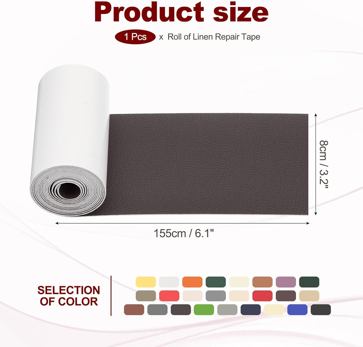 PATIKIL Leather Patches Tape for Furniture, 3.2 x 61 Inch Self Adhesive Vinyl Leather Repair Kit Cover Sheet for Couch, Sofa, Car Seats, Office Chair, Deep Coffee