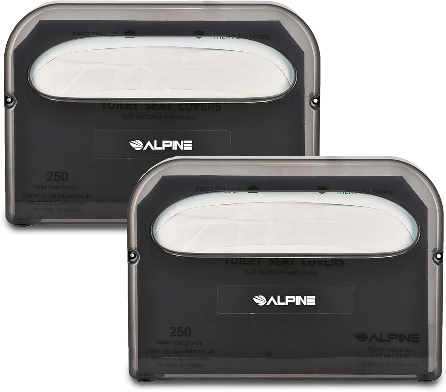 Alpine Toilet Seat Cover Dispenser - 2 Pack Wall Mount Disposable Toilet Seat Cover Holder for Commercial and Residential Use, Half Fold.