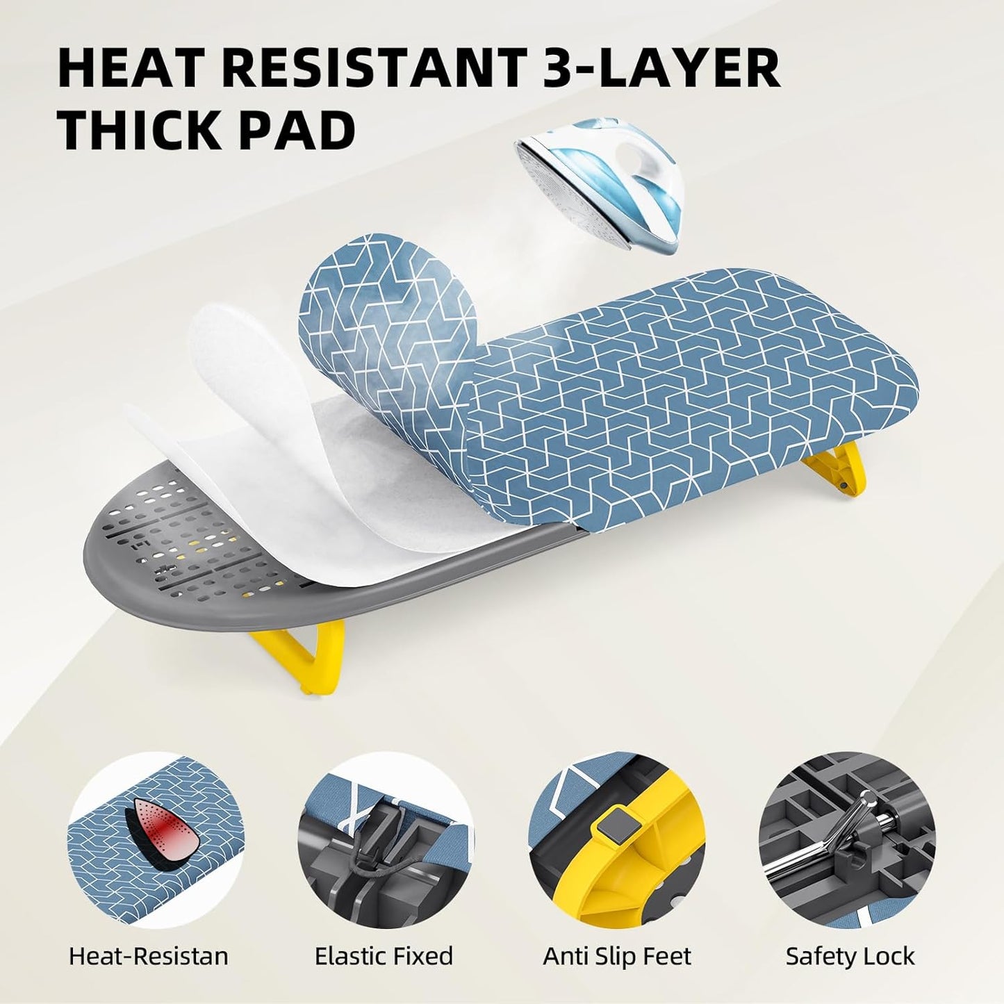 Small Ironing Board Tabletop, Foldable Mini Ironing Board, Table top Ironing Boards Small with Hanging Rope, Compact Portable Ironing Boards Save Space, Iron Board 32x12, Iron Table Stand Dark Blue