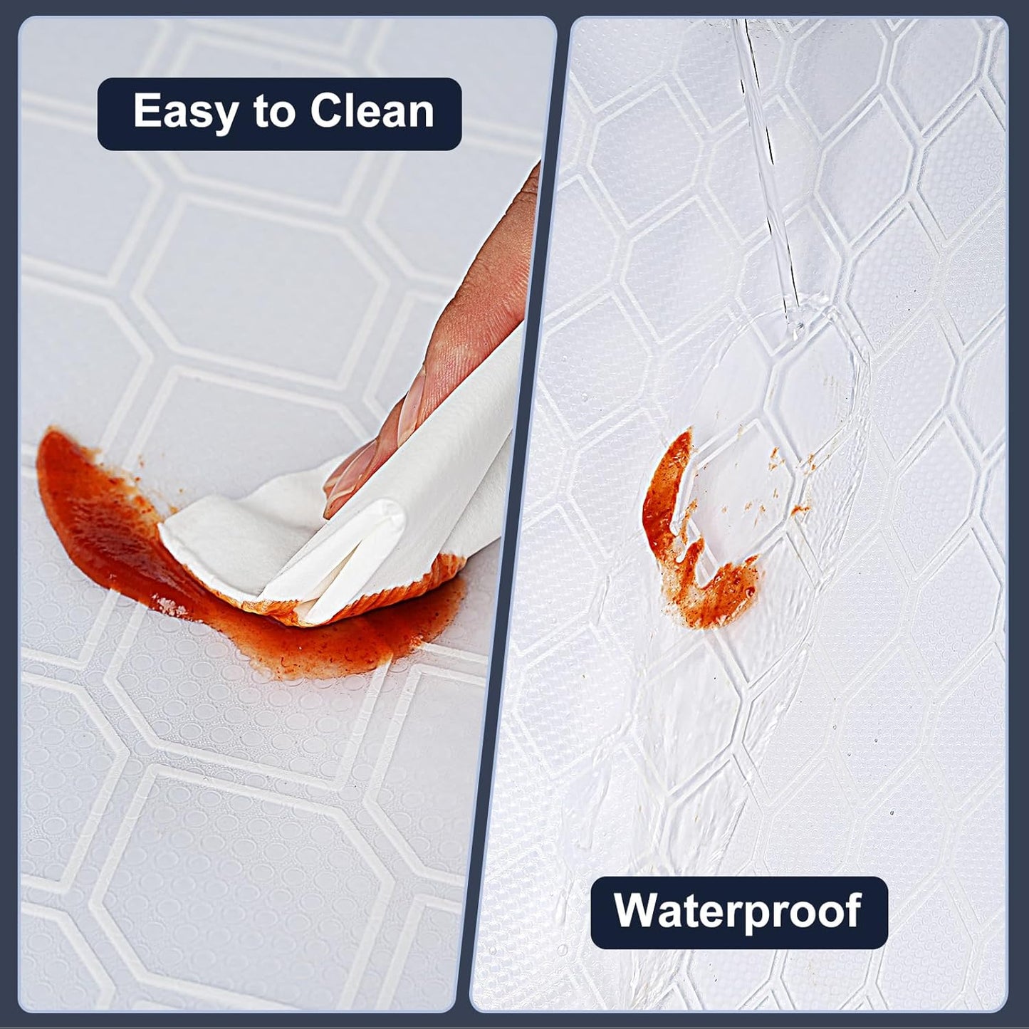 Shelf Liner, Refragerator Drawer Liners for Kitchen Cabinets, Waterproof Bathroom Sink Mat No Slip Cupboard Liners Non Adhesive Fridge Liner Roll - Clear 17.5"×118"