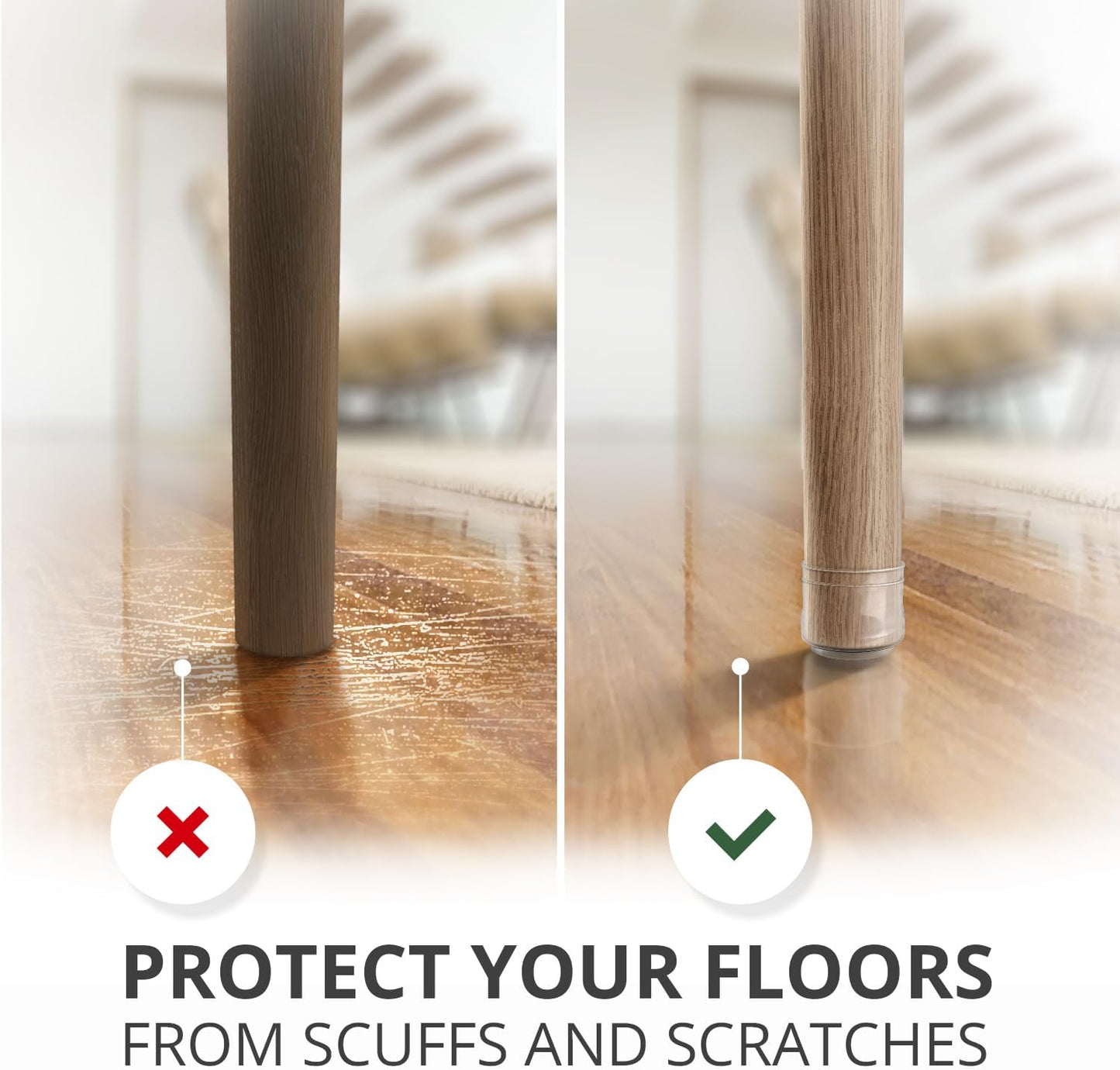 X-Protector Silicone Chair Leg Floor Protectors with Non-Slip Furniture Pads - 32 PCS 1.3" - 2" - Anti-Slip Chair Leg Covers - Non-Skid Furniture Leg Caps - Furniture Pads for Hardwood Floors!