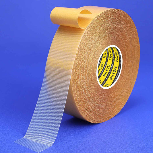 Double Sided Tape Heavy Duty, 1.18" x 66FT, Universal High Tack Strong Wall Adhesive with Fiberglass Mesh, Super Sticky Resistente Clear Tape, Easy Use Mounting Tape Office Decor