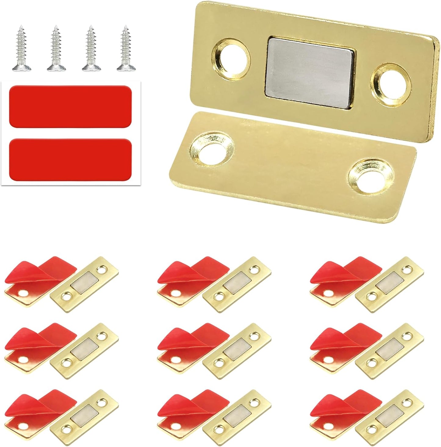 Cabinet Magnetic Catch, 10 Pack Gold Ultra Thin Magnetic Cabinet Door Catch, Adhesive Cabinet Magnets for Kitchen Drawer Cabinet Door Closet, Concealed Strong Magnetic Cabinet Latch