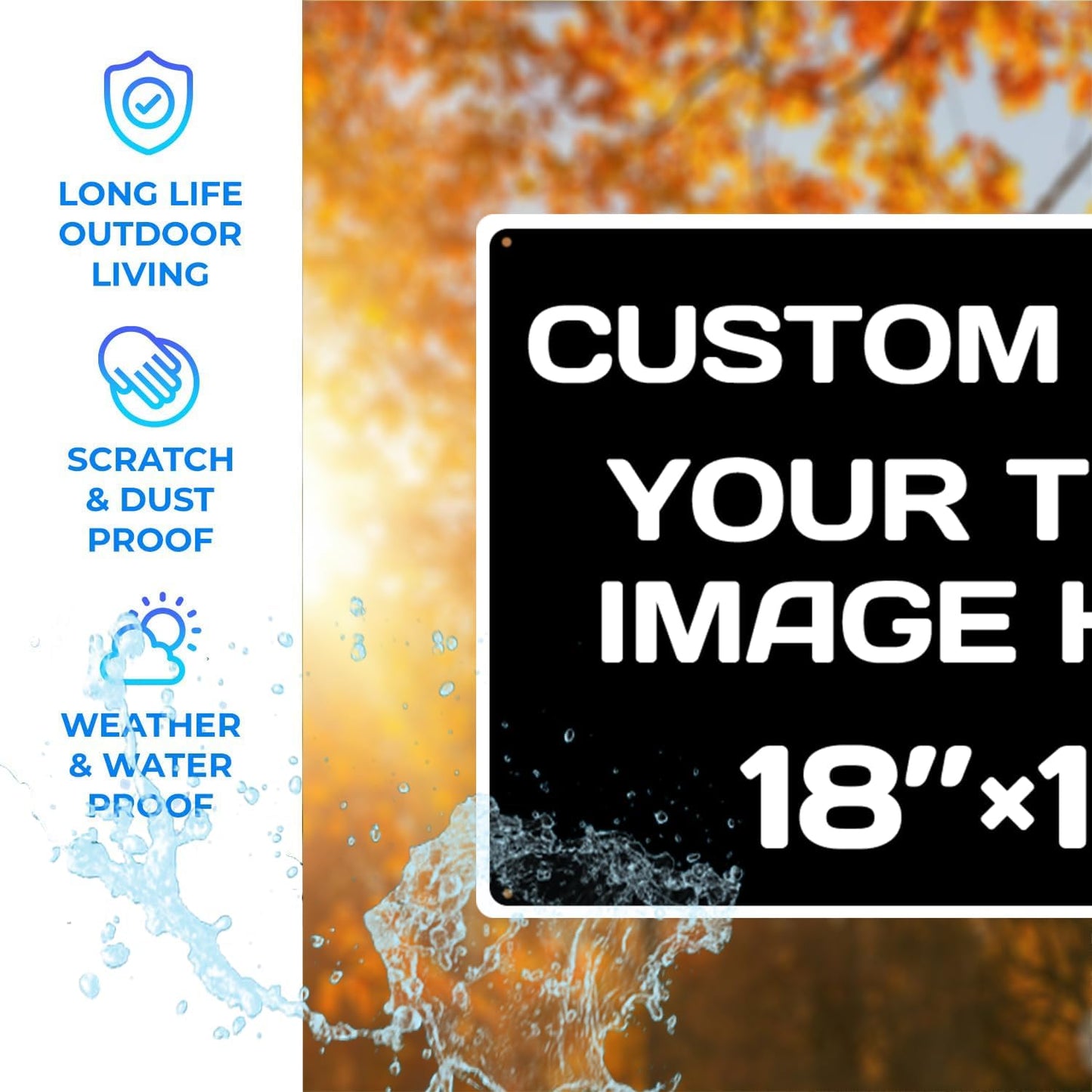 Custom Aluminum Weatherproof Metal Sign - 18 * 12Inch, Personalized Text & Picture, Black & White Traffic Regulation Horizontal Sign