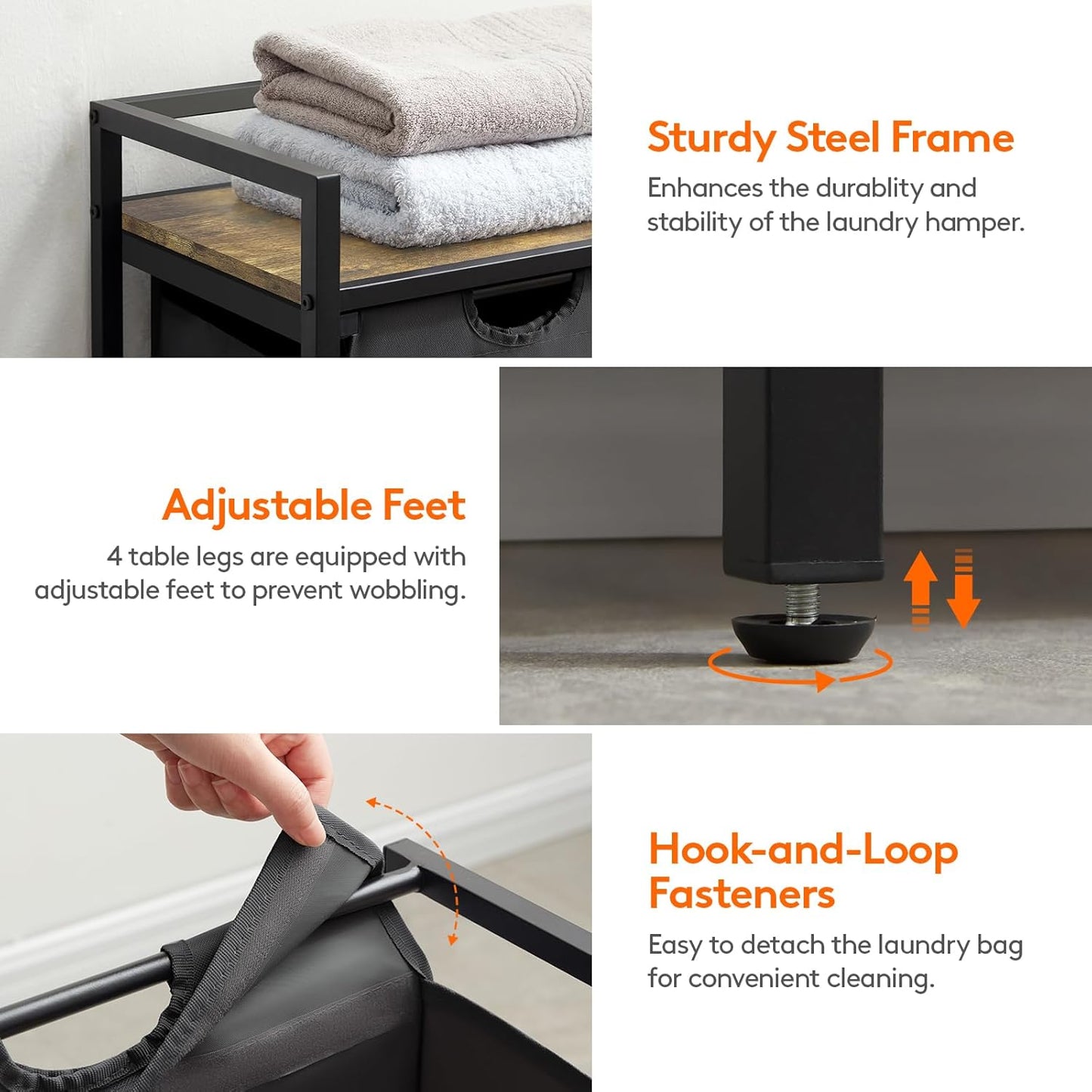 Lifewit Laundry Hamper 3 Section, 120L Pull out Laundry Clothes Basket Organizer with Large Top Shelf and 3 Removable Bags and Handles, Laundry Sorter for Laundry Room Bedroom Bathroom Dorm, Black