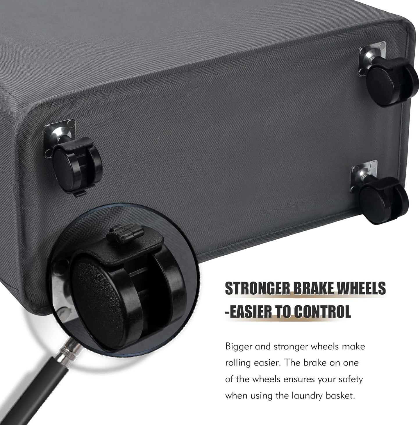 DOKEHOM 25-Inches Slim Laundry Basket on Wheels, Collapsible Rolling Laundry Hamper, Foldable Narrow Corner Clothes Storage Bins (Dark Grey)