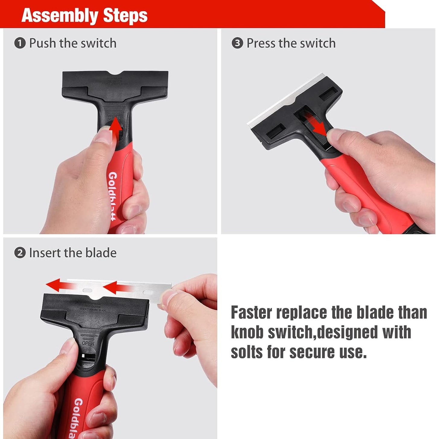 Goldblatt 2 Pieces Razor Blade Scraper with 20-piece Blades, Razor Scraper Tool, Razor Holder for Cleaning Glass Cooktop, Window, Decals, Stickers, Labels, Caulk, Adhesive, Paint Glue Removal