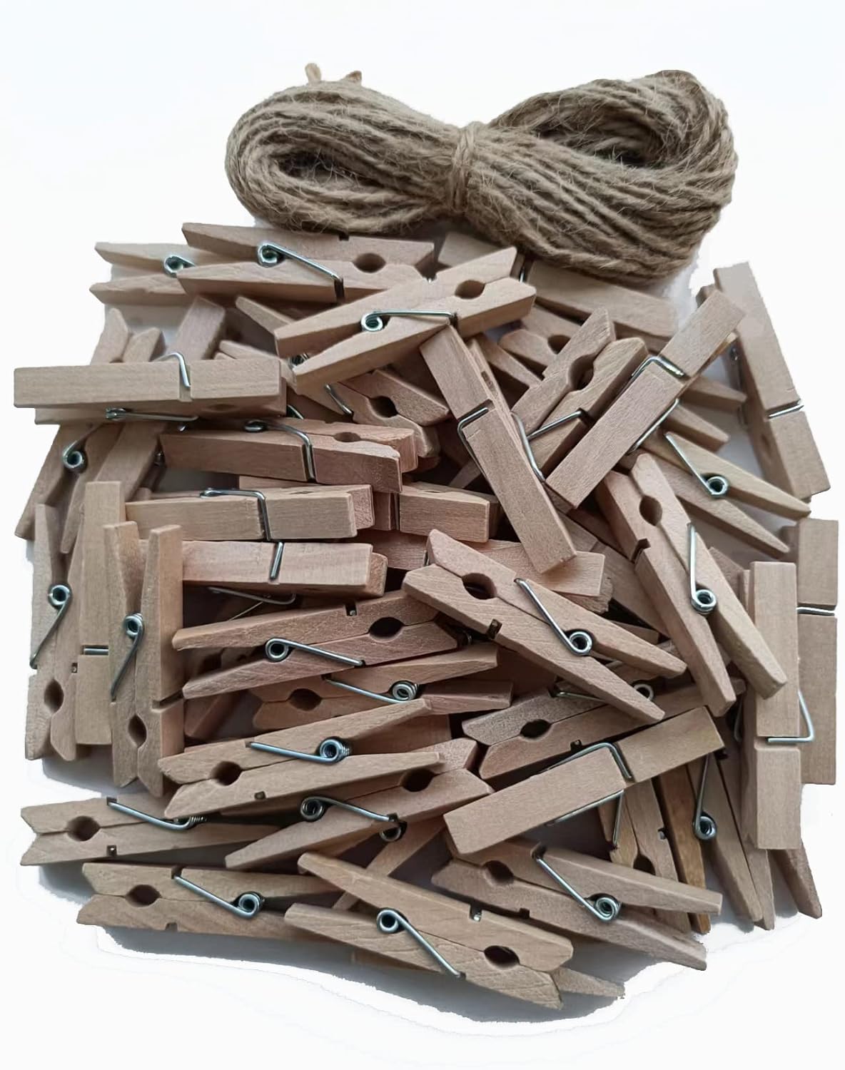 50pcs Small Wood Clothes Pins Pegs Strong Hangers Picture Display Art Craft Clip Clamps Party Wedding Office Decor Wire Clothesline