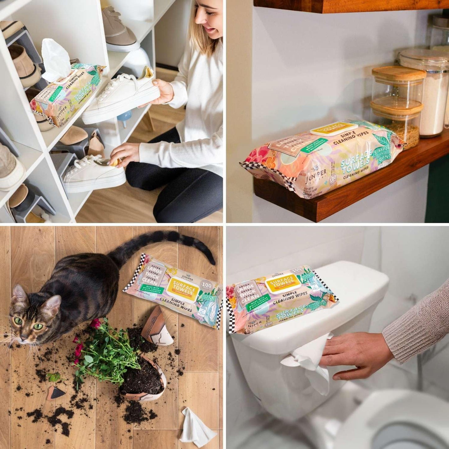 6 Packs Surface Cleaning Wipes Bleach Free, Thick & Large Dispose, All-Purpose Cleaner for Bathroom, Kitchen, Office, 600 Count Soft Flow, Biodegradable, Citrus Scent