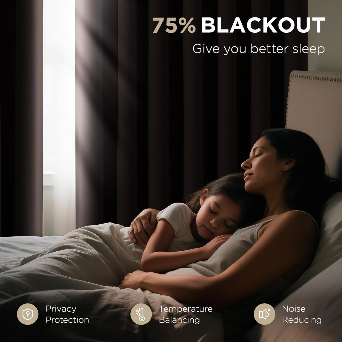 Joydeco Blackout Patio Sliding Door Curtains 108 Inches Long, Grommet Privacy Room Divider Curtains, Extra Wide Thermal Blackout Drapes for Bedroom Living Room (Chocolate, 70Wx108L, 1 Panel)