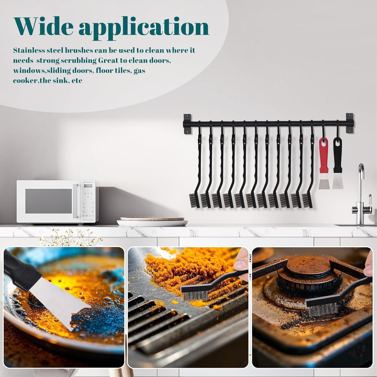 40 Pcs Mini Wire Brush Stainless Steel Brush Set, Curved Handle Masonry Brush Wire Brush for Cleaning Welding Slag and Rust