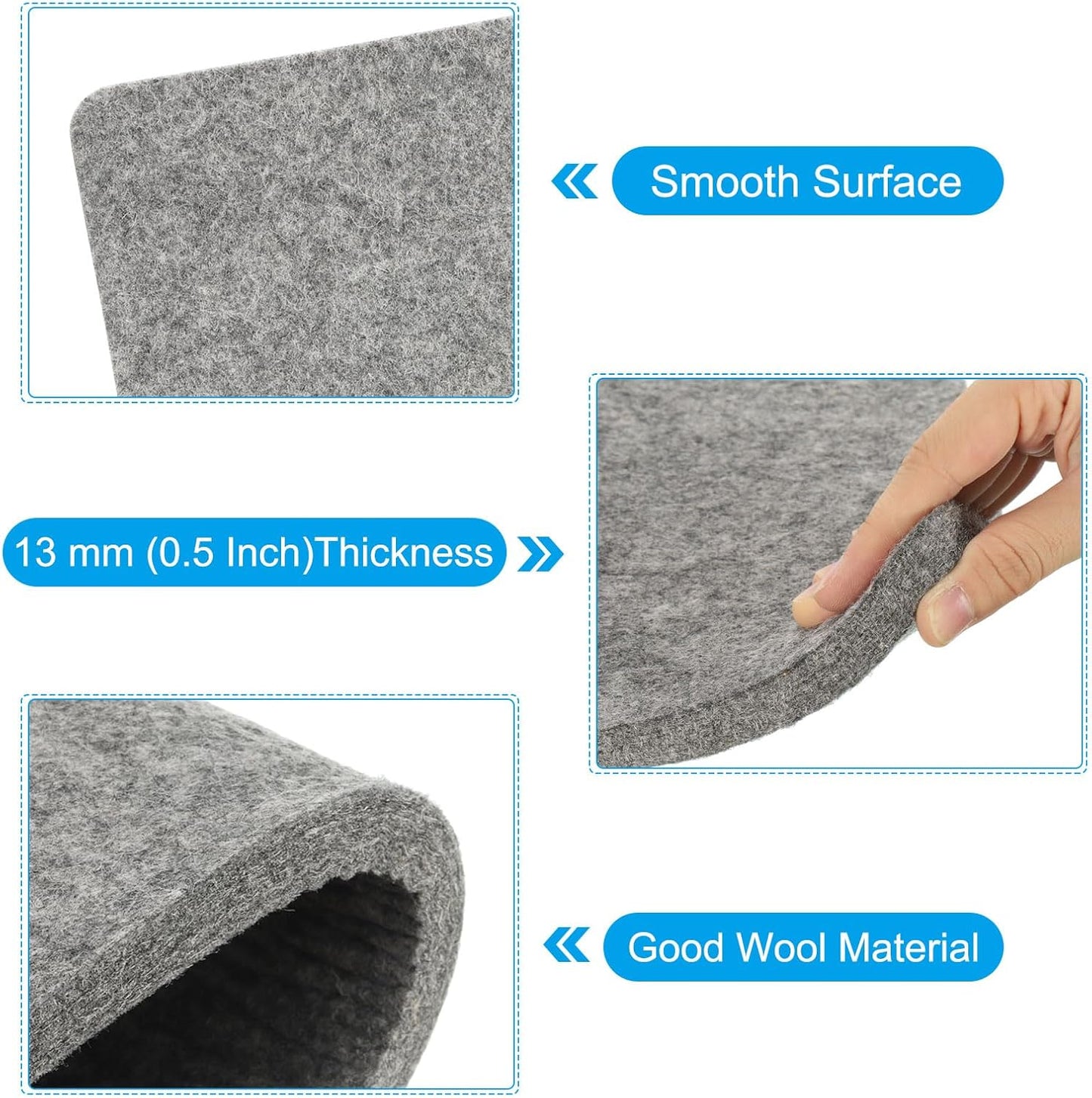 PATIKIL Wool Pressing Mat, 18" x 14" Wool Ironing Pad Blanket 0.5" Thickened Heat Resistant Quilting Ironing Pad for Quilters Sewing Craft, Grey