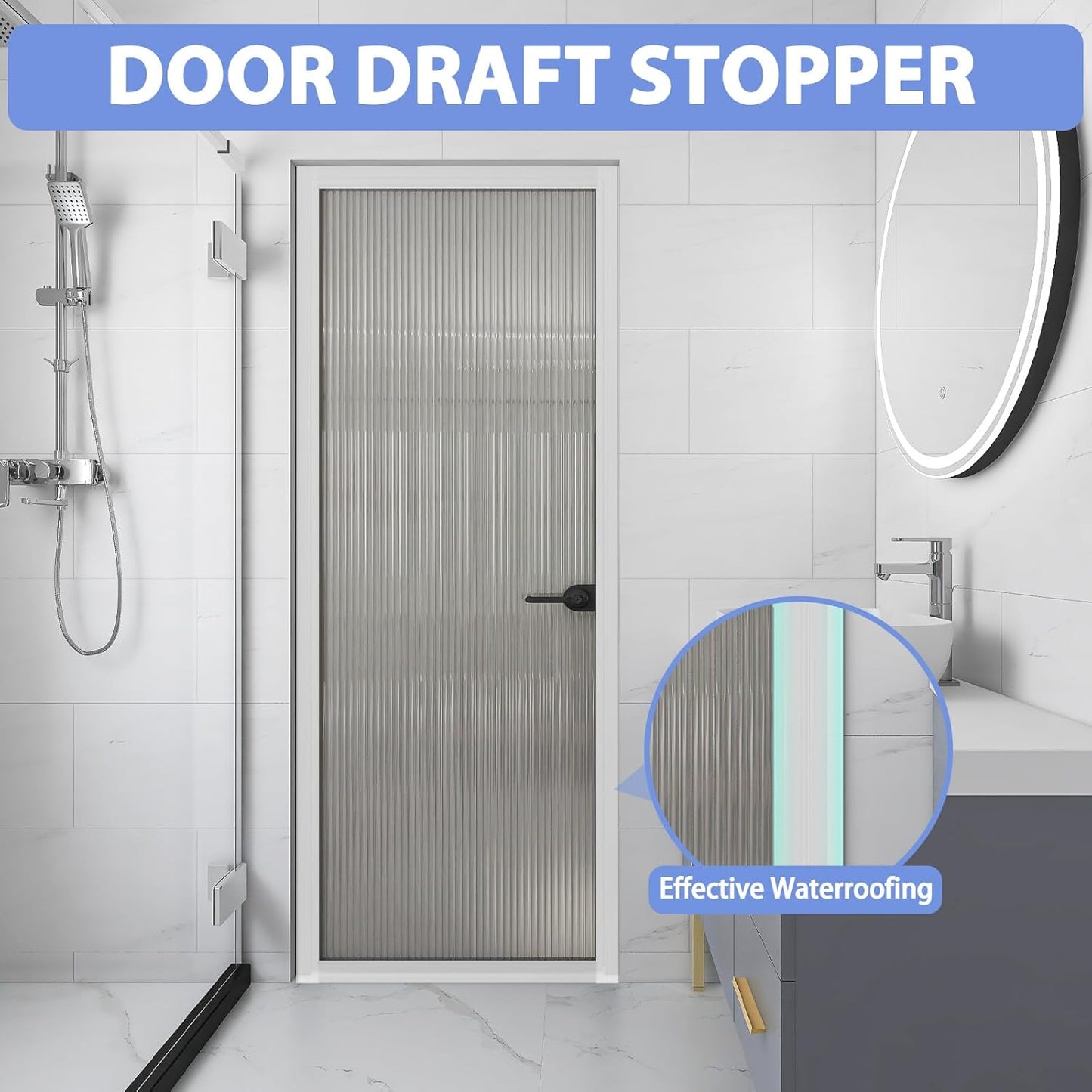 Weather Stripping Door Draft Stopper Flexible Self Adhesive Silicone Door Seal Strip for Glass Doors Windows and Shower Glass Gaps, 2 Inch Wide X 40 Feet Long, Clear