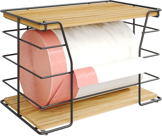 Large Trash Bag Holder, Wall Mount Grocery Bag Holder with Lid, Suitable for Garbage Bags 13 Gallons,Stackable Storage Laundry Kitchen Organizers for Countertop Organization, No Drill