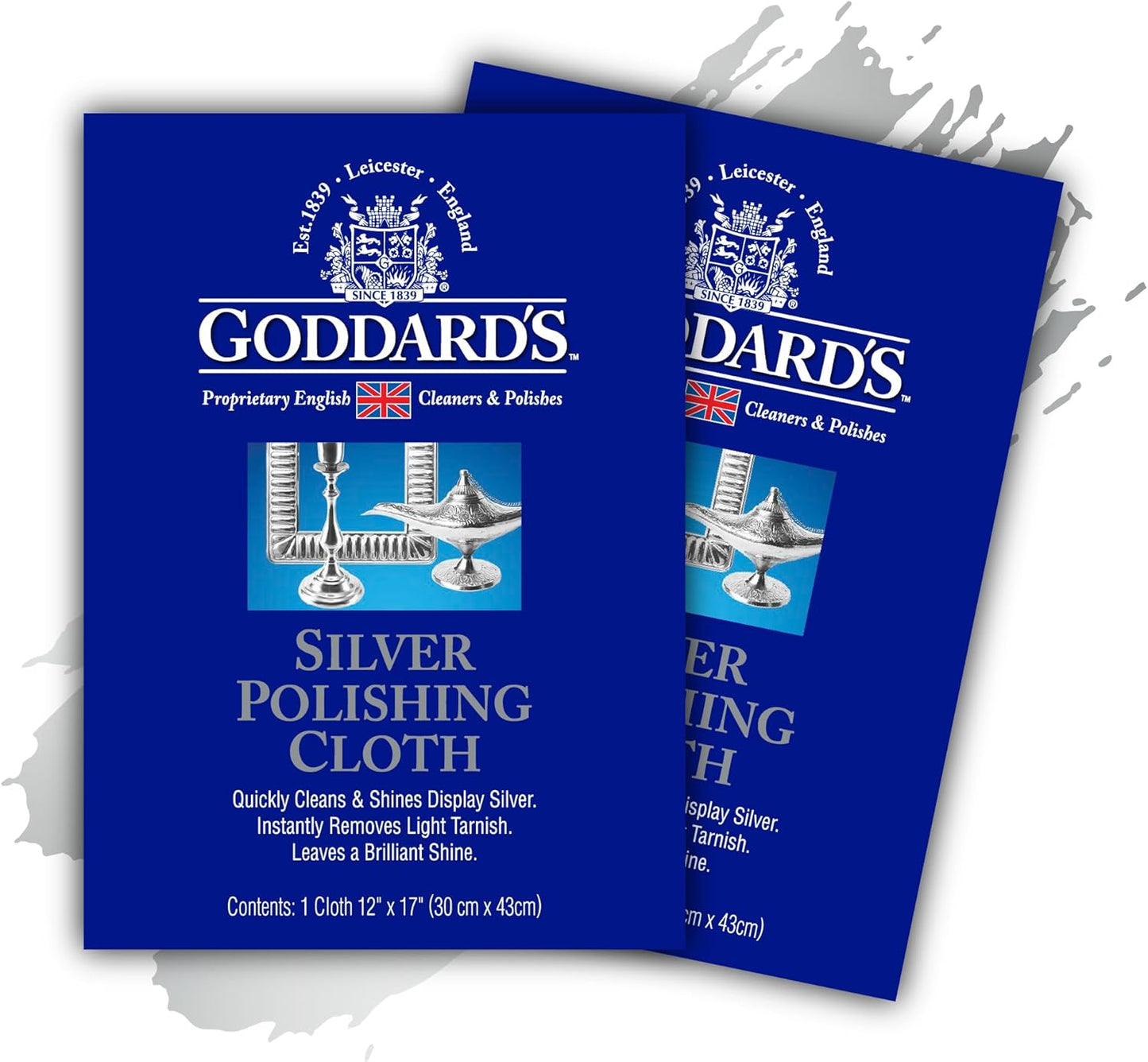 Goddard's Silver Polishing Cloth for Jewelry, Remove Tarnish on Plated or Sterling Silver, Gold, Antiques, and Leaves Tarnish Protection, 2 Cloths