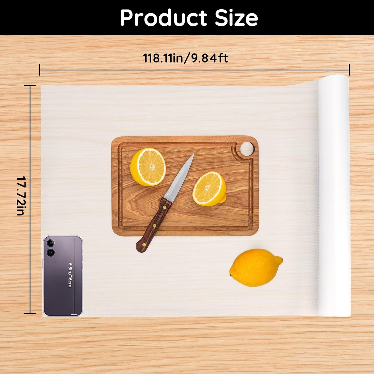 Shelf Liners for Kitchen Cabinets Non-Adhesive, 17.7" W x 118" L x 0.03" T, Fridge Liners, Non Slip for Home and Kitchen Shelf, Drawer, Cabinet, Refrigerator, Dresser, Cupboard, RV (Polka Dot)